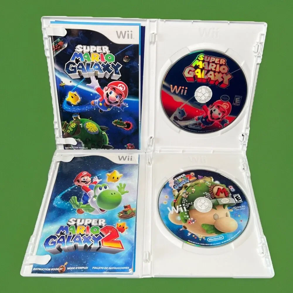 Super Mario Galaxy 1 & 2 (Nintendo Wii, 2007 and 2010) Games Complete in Box CIB